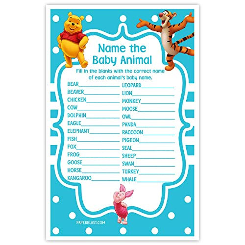Winnie the Pooh Baby Shower Game - Name the Baby Animal Game