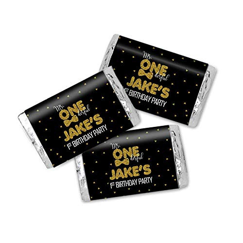 Mr. Onederful Birthday Personalized Miniatures Candy Bar Wrapper Labels