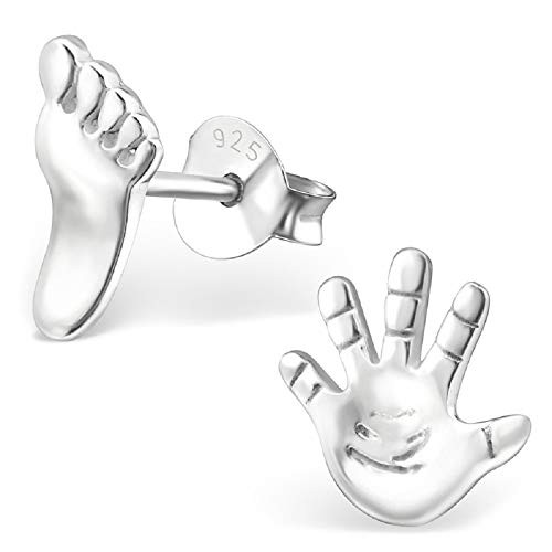 ICYROSE 925 Sterling Silver Small Hand and Foot Stud Earrings  Nickel Free  20815
