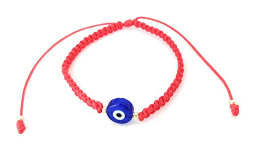 Lucky Charms USA Evil Eye Red String Bracelet Macrame Braided with Flat Blue Lucky Eye Mal De Ojo