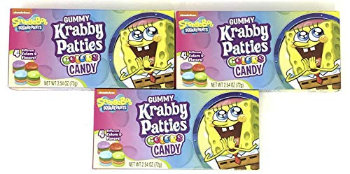 Krabby Patties Colors Candy Spongebob Squarepants 2.5oz Theater Box  Pack of 3