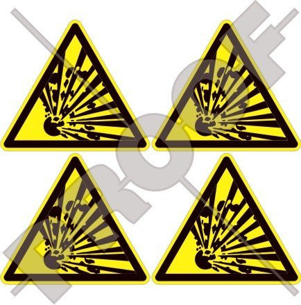 EXPLOSIVE Warning Safety Sign Explosion Danger 2 inch  50mm  Vinyl Stickers Decals x4