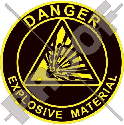 EXPLOSIVE MATERIAL Explosion Danger Warning Safety Sign 3 inch  75mm  Vinyl Sticker Decal