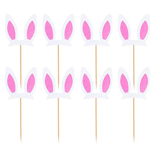 PRETYZOOM 24pcs Easter Party Cake Picks Attractive Dessert Toppers Rabbit Ear Cake Decor Easter Party Supplies