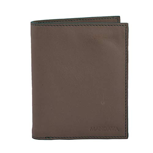 MANDAVA Genuine Leather Wallet for Men   Rfid Blocking Slim Bifold Wallets   Top Grain Wallet with 15 Card Slots - Best Leather Wallets for Men  Light Grey