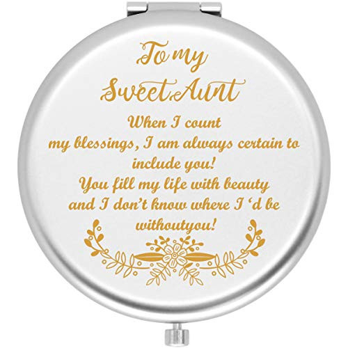 Onederful Frosted Travel Compact Pocket Makeup Mirror for Aunt Birthday Christmas Ideas for Aunt from Nephew Niece-To my sweet aunt