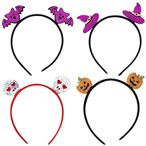 Amosfun 4pcs Halloween Headband Glitter Witch Pumpkin Ghost Bat Ears Headdress Spooky Hair Hoop Headwear For Carnival Masquerade Party Costume Random Pattern Amosfun 4pcs Halloween Headband Glitter Witch Pumpkin Ghost Bat Ears Headdress Spooky Hair Hoop Headwear For Carnival Masquerade Party Costume Random Pattern