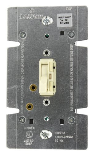 Leviton TGM10-1LA, ToggleTouch Preset Digital 1000VA Magnetic Low Voltage Dimmer, Single Pole and 3-Way, Almond