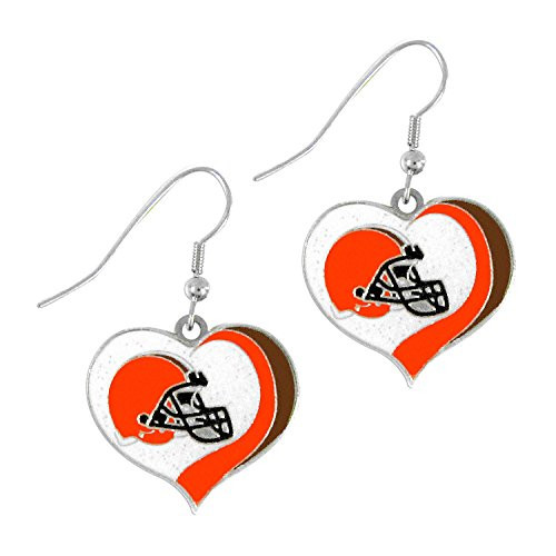 PSG NFL Cleveland Browns Cleveland Browns Earrings Glitter Heart Brown Small PSG NFL Cleveland Browns Cleveland Browns Earrings Glitter Heart Brown Small