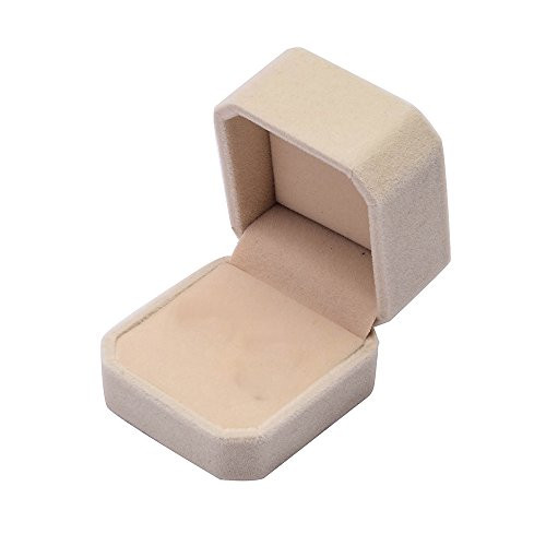 FIN86 Fashion Solid Jewelry Box Velvet Engagement Wedding Earring Ring Pendant Jewelry Display Box Gift Beige FIN86 Fashion Solid Jewelry Box Velvet Engagement Wedding Earring Ring Pendant Jewelry Display Box Gift Beige