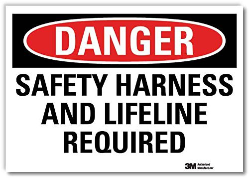 Smartsign U3-1971-RD_14X10 inchDanger Safety Harness and Lifeline Required inch Reflective Self-Adhesive Decal 14 inch x 10 inch