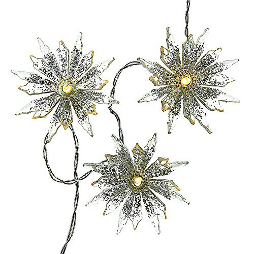 Kurt Adler Battery-Operated 10-Light Warm White Snowflake Party Light Set