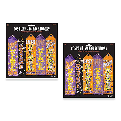 Amscan Pack of 2 Halloween Trick or Treat Party Assorted Costume Award Ribbon Pieces Each Pack