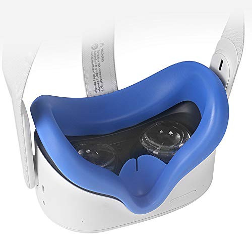 pordsioc Silicone VR Face Cover for Oculus Quest 2 Face Pad  and  Face Cushion Compatible with Oculus Quest 2 VR Headset Accessories  Blue