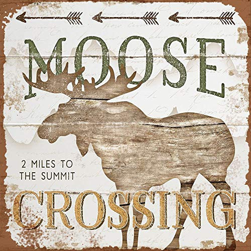 Losea Moose Crossing Metal Retro Wall Decor Vintage Tin Signs 8x8 Inches