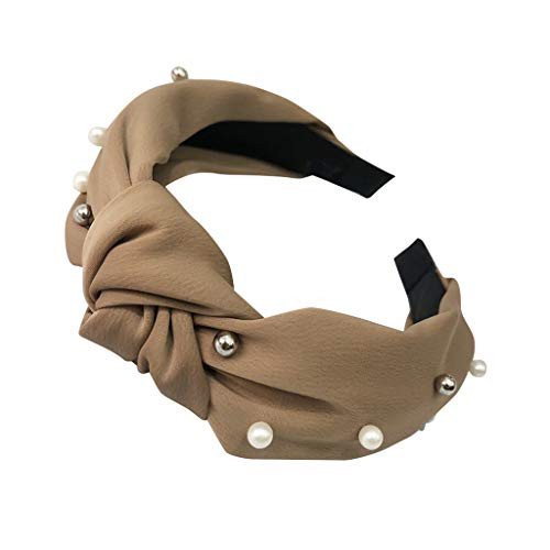 Dumanfs Sweet Pearl Headband Fashion Womens Wide Side Pearl Bow Hairband Beading Hair Head Hoop Girls Hair Headband