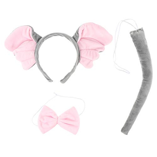 KESYOO 3pcs Elephant Costume Set Elephant Headband Ears Bowtie Tail Jungle Zoo Animals Cosplay Accessories for Photo Props Party Costume Supplies