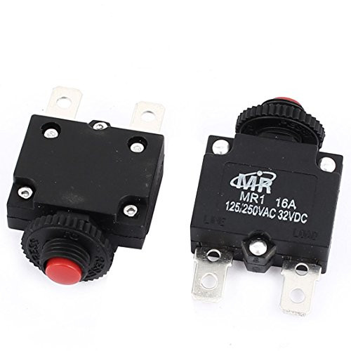 uxcell 125V 250V 16A Red Reset Button Overload Protector Circuit Breaker 2Pcs