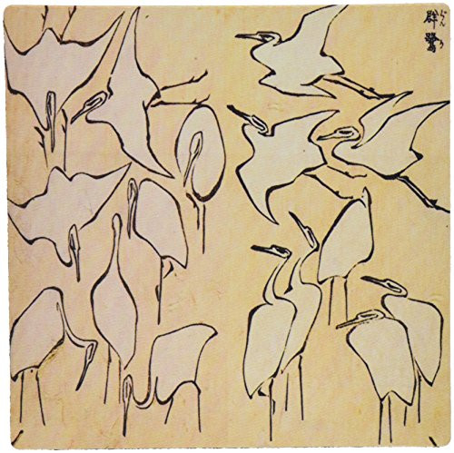 3dRose LLC 8 x 8 x 0.25 Inches Mouse Pad Vintage Hokusai Line Drawing of Cranes Photo  mp_163044_1