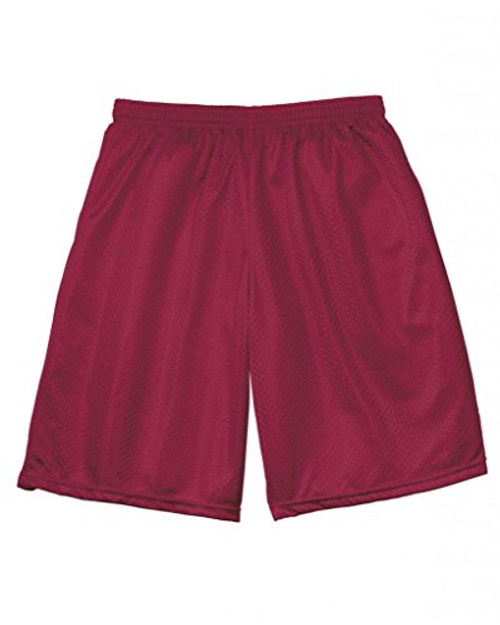 A4 Adult 9 inch Lined Tricot Mesh Shorts  Cardinal   Large