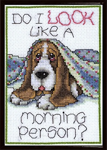 Tobin DW9781 14 Count Morning Dog Counted Cross Stitch Kit, 5 by 7-Inch