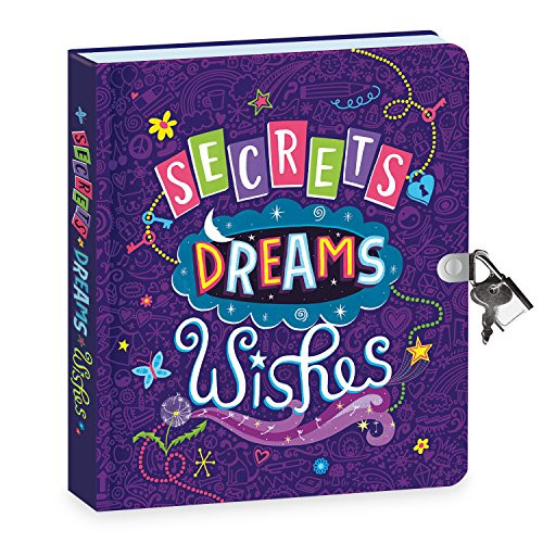 Peaceable Kingdom Secrets, Dreams and Wishes Glow in the Dark 6.25" Lock and Key, Lined Page Diary for Kids
