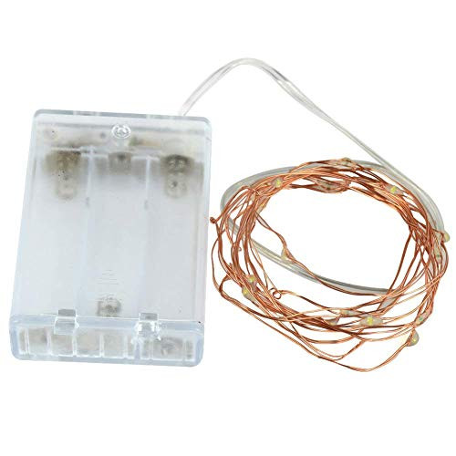 2Pcs Battery Operated Copper Wire Green LED Fairy String Lights 2M 6.5Ft 20 Micro LED