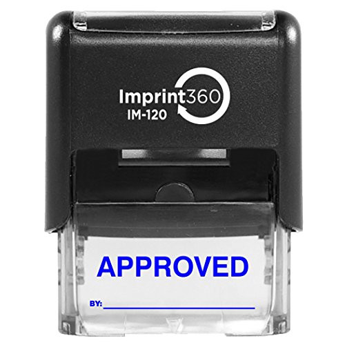 Supply360 AS-IMP1114B - Approved Stamp with by Line Blue Ink Heavy Duty Commerical Self-Inking Rubber Stamp 9 16 inch x 1-1 2 inch Impression
