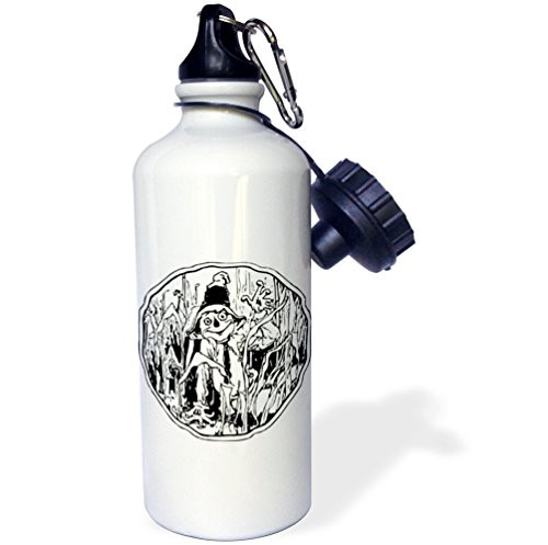 3dRose  inchHalloween Scarecrow Line Art inch Sports Water Bottle 21 oz White