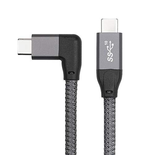 Xiwai 10Gbps USB-C USB 3.1 Type C Gen2 Male Data Video 100W Cable 90 Degree Left Right Angled with E-Marker  1.0m