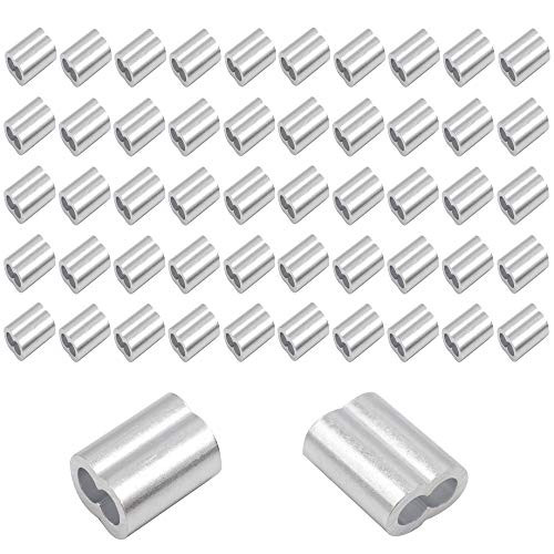 CCTVMTST 50 Pieces Aluminum Crimping Loop Sleeves Crimp for 3 16 inch Diameter Wire Rope Cable