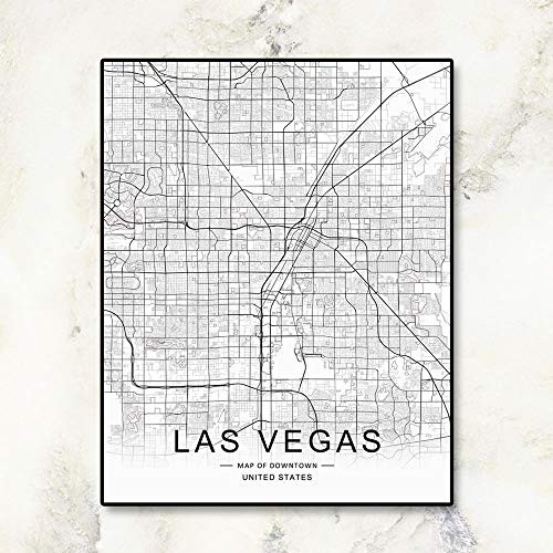 Las Vegas Map Downtown Map Las Vegas Street Wall ArtCity Road Art Las Vegas City Map Office Wall Hanging Workplace Wall Decor 8x10 inch No Frame