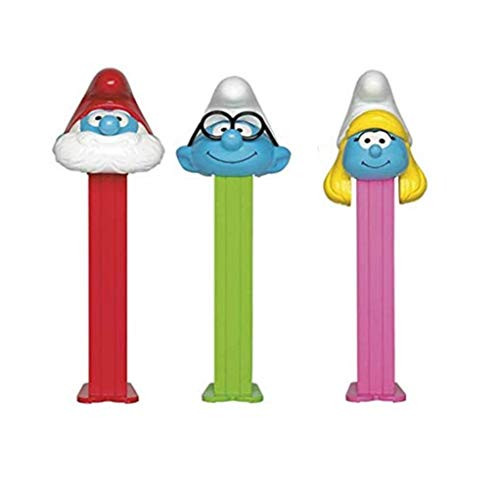 Smurfs PEZ Candy Dispensers Set - 3 Dispensers With EXTRA Pez Candy Refills   Papa Smurf Smurfette And Brainy Smurf   Smurf Party Favors Grab Bags