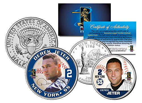 DEREK JETER Colorized New York Quarter  and  JFK Kennedy Half Dollar U.S. 2-Coin Set