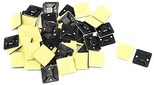 Uxcell Plastic Self-adhesive 4 Way Tie Mounts Cable Base, 50 Pcs, White