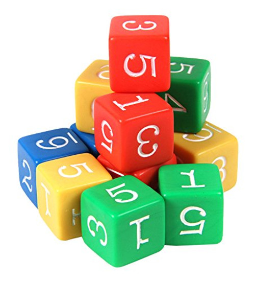 ETA hand2mind Plastic 3/4-inch Color Number Dice (Set of 12)