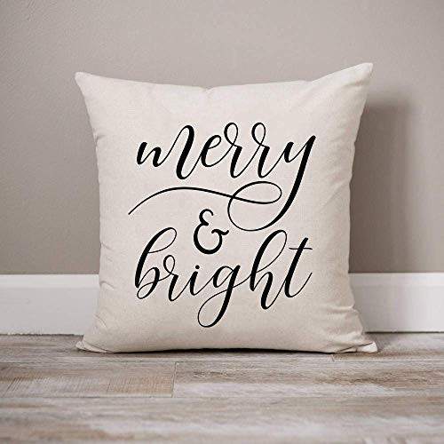 Merry And Bright Christmas Pillow Cover Christmas Pillow Cover Farmhouse Pillow Cover Farmhouse Decor 18 x 18 Inch Winter Holiday Rustic Farmhouse Linen Cushion Case for Sofa Couch - Nature Merry And Bright Christmas Pillow Cover Christmas Pillow Cover Farmhouse Pillow Cover Farmhouse Decor 18 x 18 Inch Winter Holiday Rustic Farmhouse Linen Cushion Case for Sofa Couch - Nature