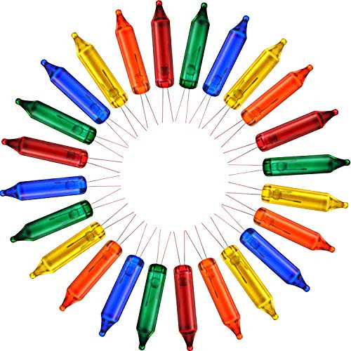 Mudder 200 Count Replacement Bulbs Wire Christmas Light Set Christmas Decorations 2.5 Volt RBG-25M  Red Yellow Blue Green Orange