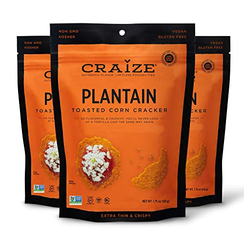 Craize Thin  and  Crunchy Toasted Corn Crackers  Sweet Plantain Flavored Healthy  and  Organic Gluten Free Crackers - 3 Pack 4 Ounces Each