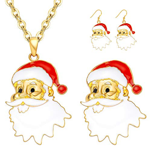M MIRACULOUS GARDEN 3 Pack Christmas Jewelry Sets for Women Girls Enameled Xmas Holiday Jewelry Christmas Necklace Brooches Pins Dangle Earrings Set