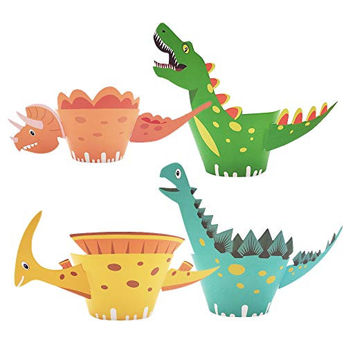 Dinosaur Cupcake Wrappers GOLF Little Dino Cupcake Toppers Cake Table Decorations Party Supplies for Boys Kids Birthday Party Decor Favors-Jurassic 48Pack