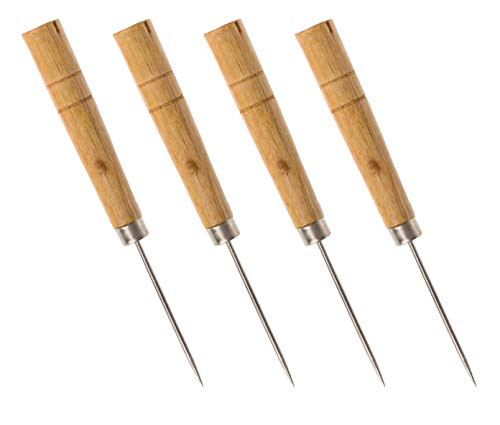 Straight Dart Small Leather Wood Awl - Pack of 4 - Bookmaking Tool Handle Scratch Drill Embroidery Awl