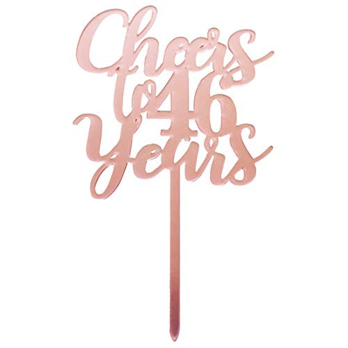 Cheers to 46 years cake topper rose gold Happy 46th Birthday Cake Topper Birthday Party Decorations Supplies