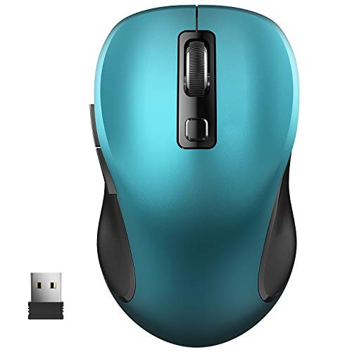 WisFox 2.4G Wireless Mouse for Laptop Ergonomic Computer Mouse with USB Receiver and 3 Adjustable Levels 6 Button Cordless Mouse Wireless Mice for Windows Mac PC Notebook  Green