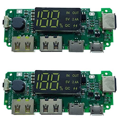 VERBAY LED Dual USB 5V 2.4A Micro Type-C USB Mobile Power Bank 18650 Charging Module Lithium Battery Charger Board 2Pcs