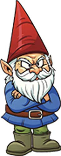Angry Grumpy Garden Gnome Cartoon Vinyl Decal Sticker  4 inch Tall