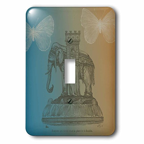 3dRose lsp_123634_1 Vintage Elephant with Butterflies Single Toggle Switch