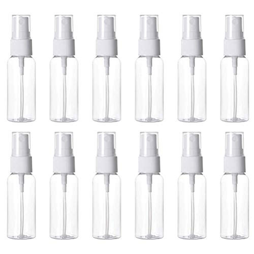vivioi 12pcs Spray Bottle Clear Plastic Mini Travel Spray Bottle Refillable Travel Containers Mist Bottles Multi Purpose Spray Bottle For Cosmetic Skincare Perfume2oz 60ml