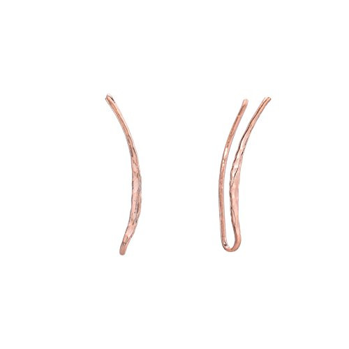 Ear Climber Crawler Cuff Earrings - 925 Sterling Silver with Rose 18K Gold Plating