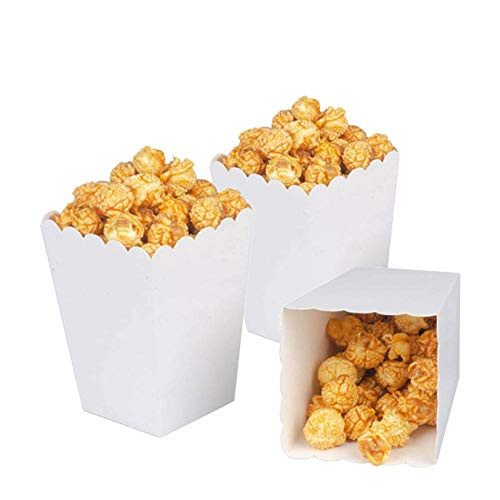 AimtoHome White Popcorn Boxes Mini Paper Popcorn Box Cardboard Popcorn Container for Party Pack of 24